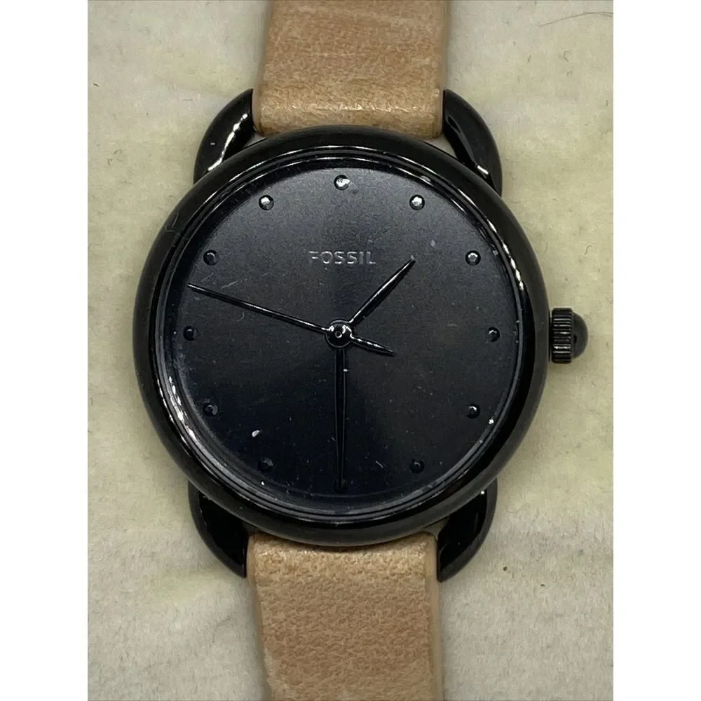 Fossil ES4489 Men's Beige Leather Analog Black Dial Quartz Genuine Watch XX938